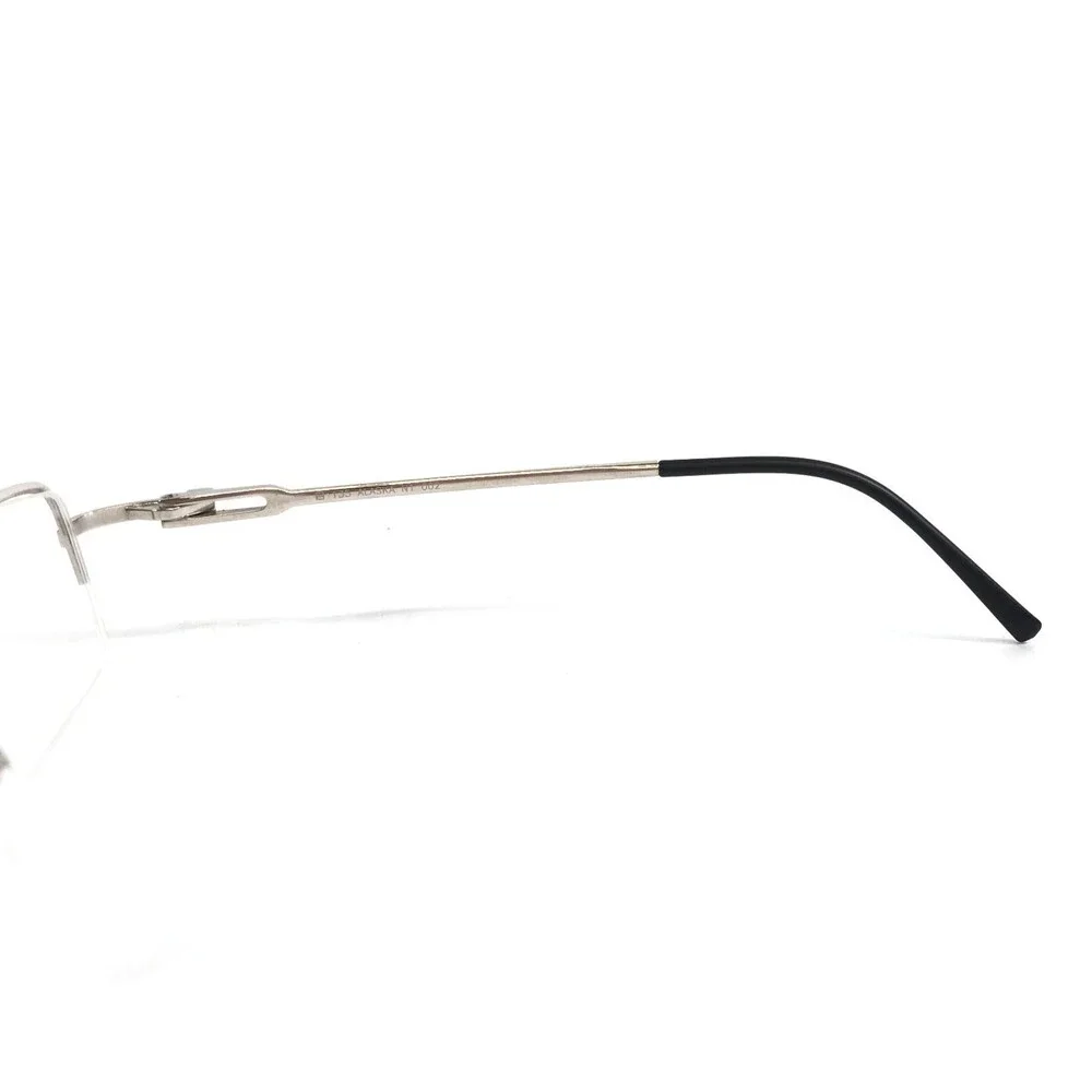 FRED Eyeglasses Frames ALASKA N1 002 Shiny Silver Rectangle Half Rim 53-19-135